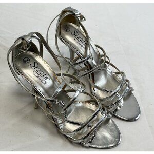 Woman’s 8 Vintage Silver “Sizzle” Musta Metallic Heels 🩶